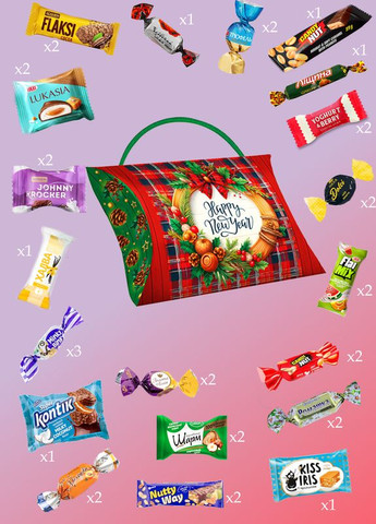 Новорічний подарунок цукерок №24 Різдвяний вінок з грою в комплекті 500г (3-2427) Кукумбер (365837745)