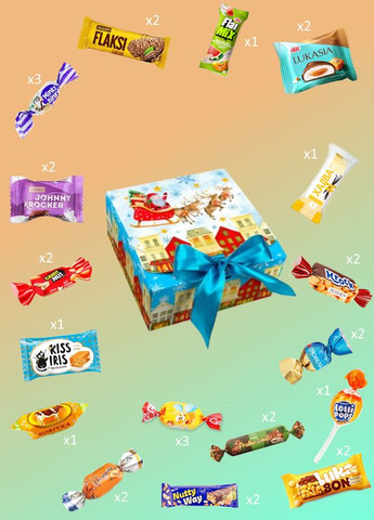 Новорічний подарунок цукерок №28 Санта над містом з грою в комплекті 400г (3-2442) Кукумбер (365837742)