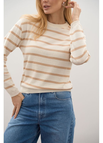 Бежевый джемпер в полоску 2800 айвори – миндальный Triko Bakh