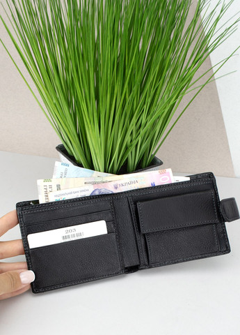 Гаманець чоловічий шкіряний 203 чорний на кнопці Ricco Grande (298938492)