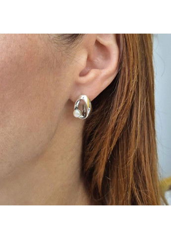 Серебряные серьги Соломия с Белым жемчугом серебро 925 пробы Черненное 20288с 5.17г No Brand (349443620)