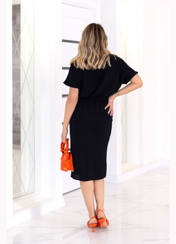 Чорна кежуал літня сукня з поясом Fashion Girl