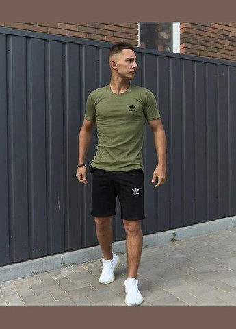 Хаки (оливковая) 2 в 1 футболка + шорты стон ткань стрейч-кулир высокого качества No Brand