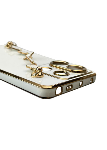Чохол для телефона POCO X6 жіночій із ремінцем з прикрасами та золотою окантовкою на сяомі поко х6 білий gs1 Xiaomi (366230501)