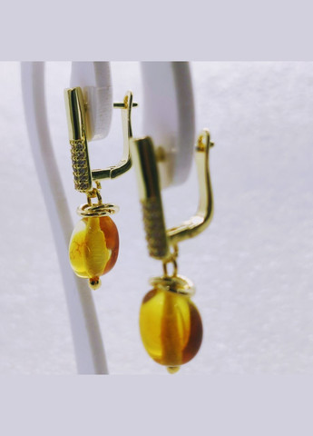 Сережки 3107 з натурального бурштину відтінок коньячний MINOV (311600062)