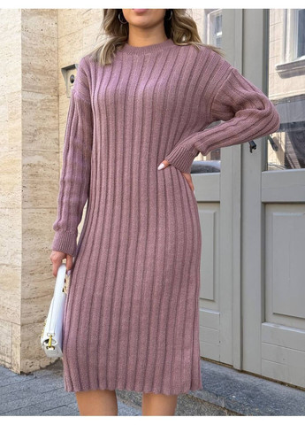 Пудрова святковий, повсякденний жіноча в'язана сукня No Brand однотонна