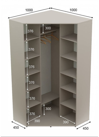 Шкаф-купе двухдверный угловой 100*100*240 Кашемир Зеркало с пескоструйным рисунком Угол-1 Алекса (360436004)