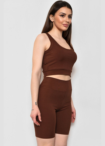 Спортивный костюм женский летний коричневого цвета Let's Shop (278761243)
