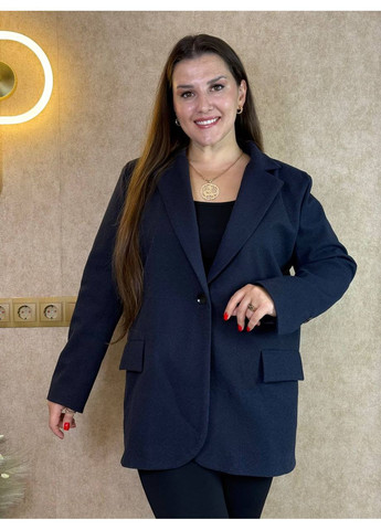 Синє демісезонне Пальто-жакет жіночий із пальтового кашеміру на підкладці — стильний крій, практичний дизайн (заміри в описі) Vione