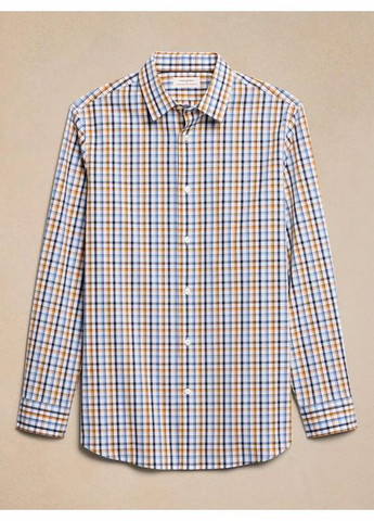 Светло-голубой праздничный, коктейльный, спортивная, классическая, домашний, пляжный, карнавальный, откровенный, повседневный, кэжуал, джинсовая, вечерний рубашка в клетку Banana Republic