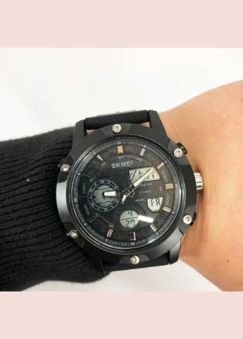 Годинник наручний чоловічий SKMEI 1757BKWT BLACK-WHITE, армійський годинник протиударний. Колір: чорний No Brand (385318412)