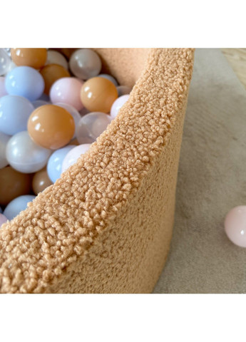 Сухий басейн з 200 кульками 100Х40 см з хутра Тедді (бежевий) No Brand дитячий сухий басейн з кульками для дому (366670189)
