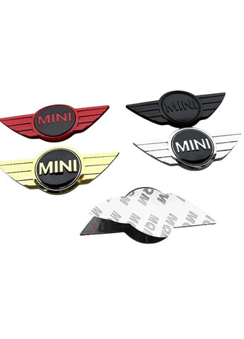 Эмблема передняя, задняя серебро+красный 114x49мм металл (на скотче) Mini (369609955)