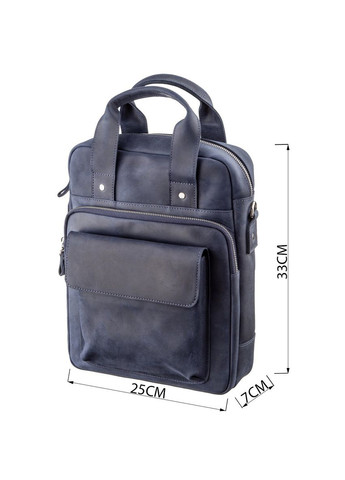 Стильна сумка під А4 вертикального формату в матовою шкірі 11170, Синя Shvigel (329148881)