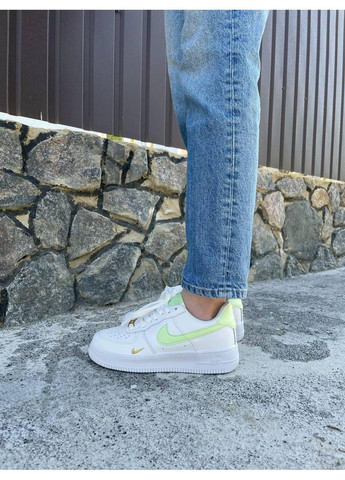 КРОССОВКИ ЖЕНСКИЕ NIKE AIR FORCE 1 MINI SWOOSH LIME LIGHT НАЙК АИР ФОРС 1 ПРЕМИУМ No Brand белые демисезоны (367174461)