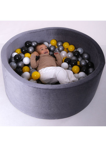Сухий Басейн з 200 кульками з оксамиту (велюр) сірий JoyfulKids (368766615)