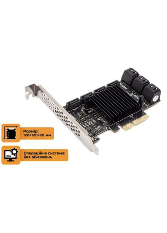 Контролер PCI-E x4 to 10 x Sata III, ASM1166+JMB575 (ECF-PCIEto10SATAIII001) Frime (339082014)