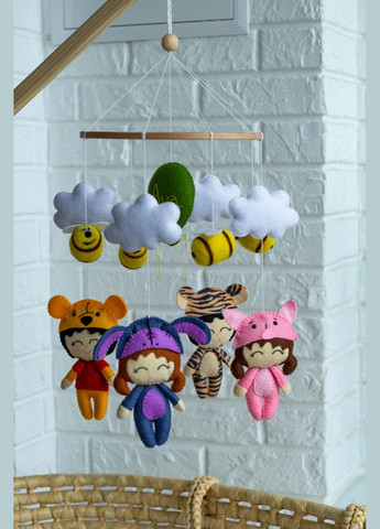 Дитячий мобіль на ліжечко для немовлят WooolyWool «Веселі дівчатка» No Brand (342758011)