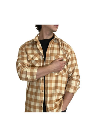 Бежевая кэжуал рубашка в клетку No Brand
