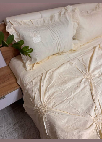 Постільна білизна Євро 200х220 наволочка 70х70 2шт Молочний (П4-satin-zhatka-ser-003-01) No Brand (348095402)