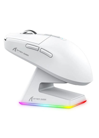 Ультра-легкая ировая мышь X6 White, PAW3395, 26000 DPI, RGB, 6 кнопок, 55 г ATTACK SHARK (330641464)