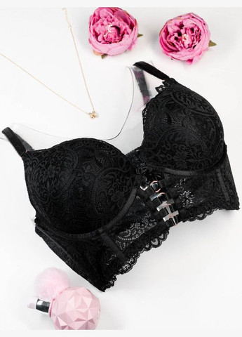 Чёрный черный ажурный бюстгальтер полуграция Magnet кружево