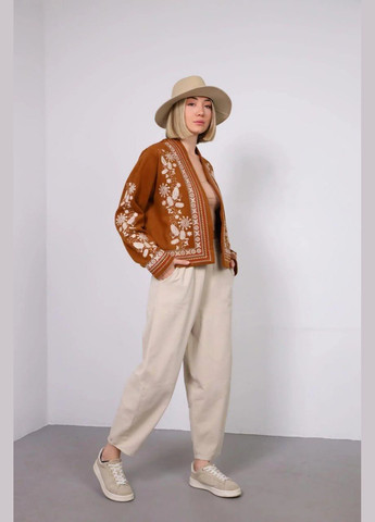 Жіноча вишиванка-жакет Смерека коричнева ESQ 5098 (303899119)