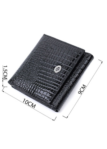 Компактний жіночий гаманець з натуральної лакованої шкіри 22688 Чорний st leather (298570757)