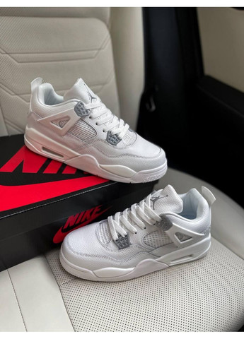 КРОССОВКИ ЖЕНСКИЕ NIKE AIR JORDAN RETRO 4 WHITE CEMENT V2 НАЙК АИР ДЖОРДАН No Brand белые демисезоны (367176515)