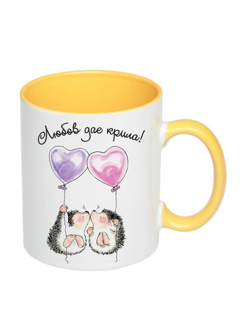 Чашка з принтом "Любов дарує крила" 330мл (колір жовтий) (17983) No Brand (312487091)