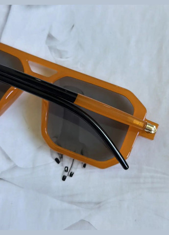 Солнцезащитные очки в широкой оправе с двойной переносицей унисекс Карамельный No Brand (317619914)