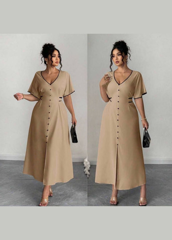 Бежева святковий, повсякденний, кежуал жіноча сукня великих розмірів Style Point однотонна