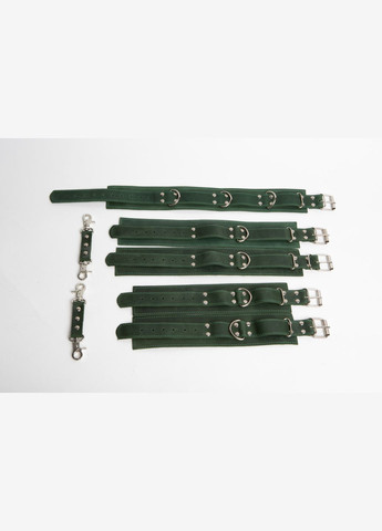 Кожаный набор: наручники, наножники, ошейник KIT-2 зелёный Edena (307925934)
