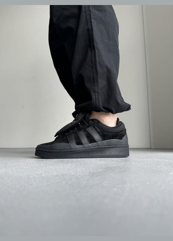 Чорні Осінні кросівки чоловічі і жіночі adidas campus x bad bunny black | адідас кампус х бед бані чорні No Brand