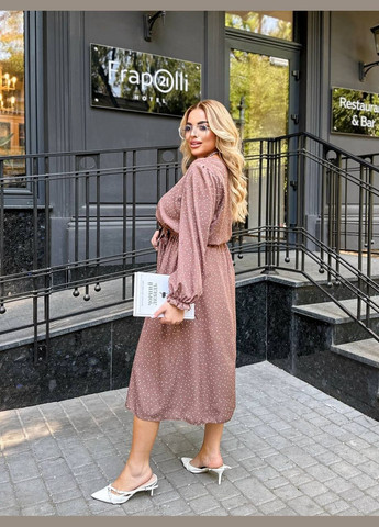 Кофейное нежное платье No Brand