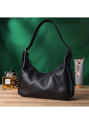 Сумка хобо на плече жіноча з натуральної шкіри середня Чорний 39280 Shvigel (355245097)
