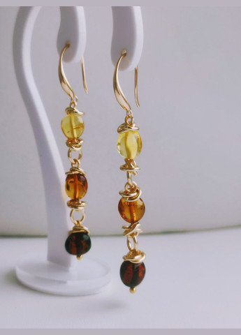 Серьги 2653 из натурального янтаря Медовый оттенок MINOV (311310531)