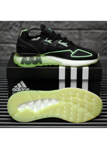 КРОССОВКИ ЖЕНСКИЕ ADIDAS ZX 2K BOOST BLACK GREEN WHITE АДИДАС ZX 2K ИЗИ БУСТ No Brand серые демисезоны (367167953)