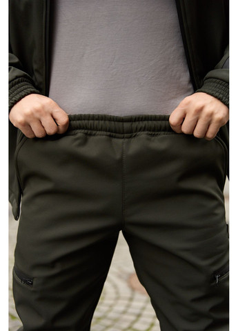 Теплий чоловічий костюм Soft Shell хакі на флісі з шевроном Intruder Reef (366868549)