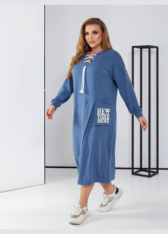 Синя спортивна, повсякденний, кежуал жіноча сукня сукня-худі No Brand з написами