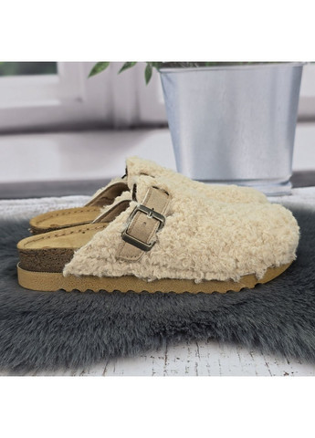 Тапочки жіночі бежеві хутряні каракуль з ремінцем Inblu (366144498)