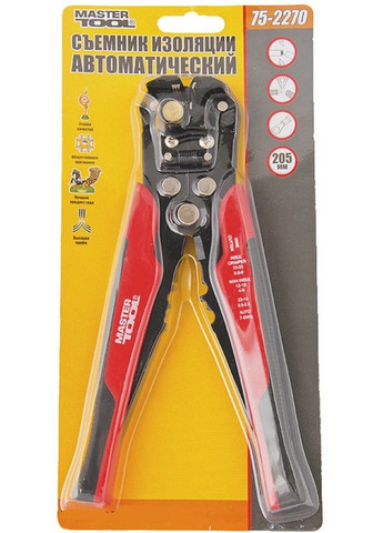 Кліщі автоматичні для зняття ізоляції, 0.2-6.0 мм², CrMoV. Red (75-2270) Mastertool (340908906)