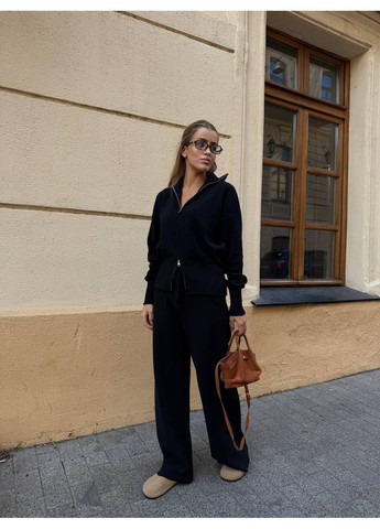 Жіночий в'язаний костюм із кофтою на блискавці – Розмірна сітка в описі GD/GL Модний простір (364965474)