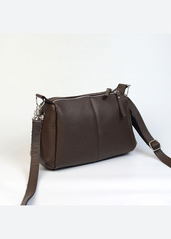 Коричневая шоколадная маленькая женская кожаная сумочка на два отделения Serebro (342374868)