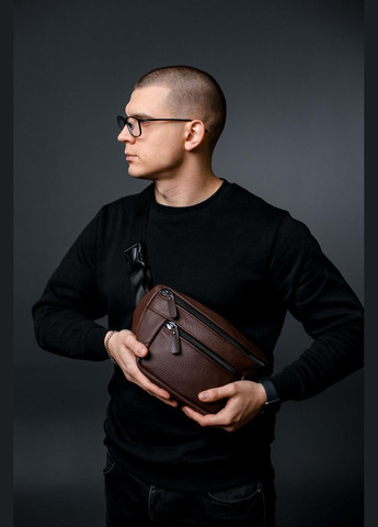 Сумка на пояс мужская из натуральной кожи, коричневая SL035 (Коричневая) SKILL (323427262)