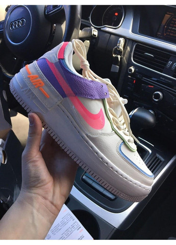 Білі Осінні кросівки чоловічі nike air force 1 shadow double swoosh найк аір форс 1 преміум No Brand