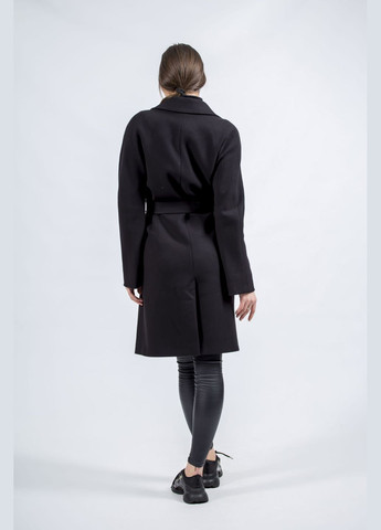 Чорне демісезонне Жіноче вовняне пальто на запах з віскозною підкладкою для осені та весни Kent (, ), 34506 No Brand