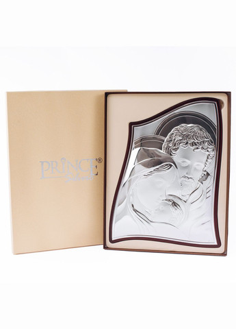 Серебряная икона Святая Семья в итальянском стиле иконографии 33х25см в киоте волнистой формы Prince Silvero (276972686)