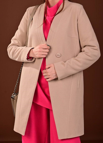 Бежеве демісезонне Жіноче пальто Sofi прямого крою на один гудзик FS