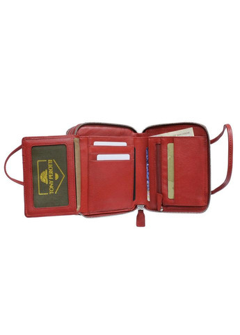 Жіноча шкіряна міні-сумочка гаманець Contatto 3075 rosso Tony Perotti (303831087)